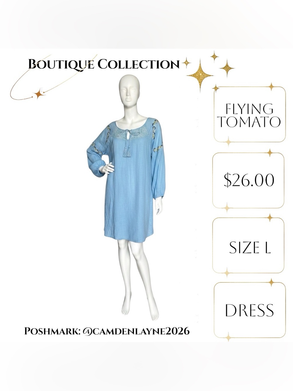Flying Tomato Light Blue Embroidered Mini Dress - Picture 11 of 11